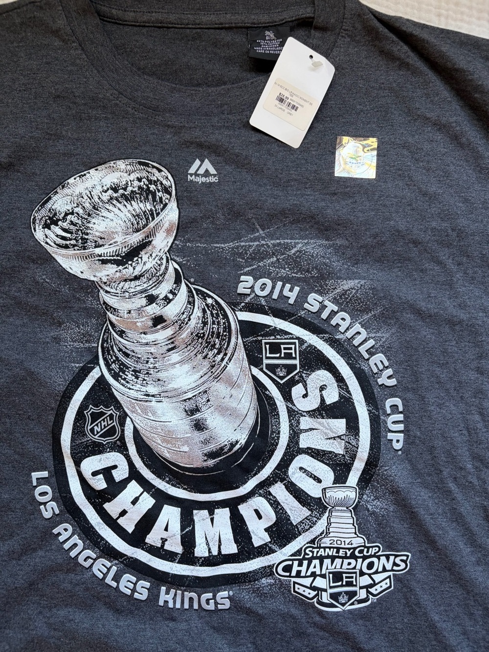 NEW Charcoal Gray Los Angeles Kings 2014 Stanley Cup Champions Tee Men 3XL